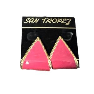 Vintage 1980s San Tropez Earrings Pink Costume Jewelry NWT